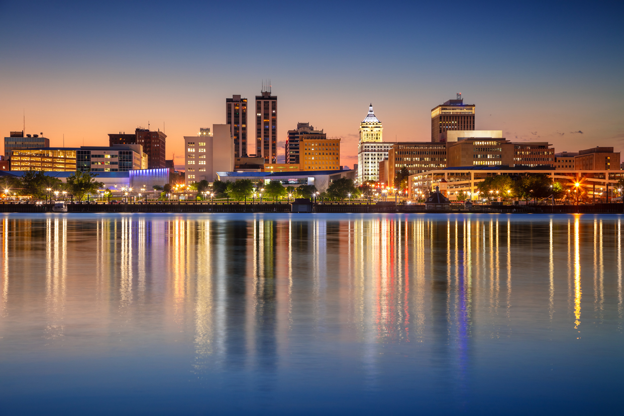 The Peoria Skyline against the river